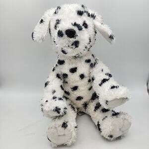 Bear Factory Dalmatian Dog Plush 16" White Black Sits Hard Nose Stuffed Animal